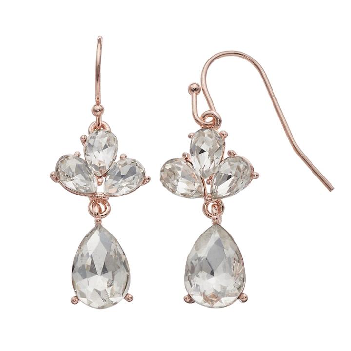 Lc Lauren Conrad Simulated Crystal Nickel Free Teardrop Earrings, Women's, Pink