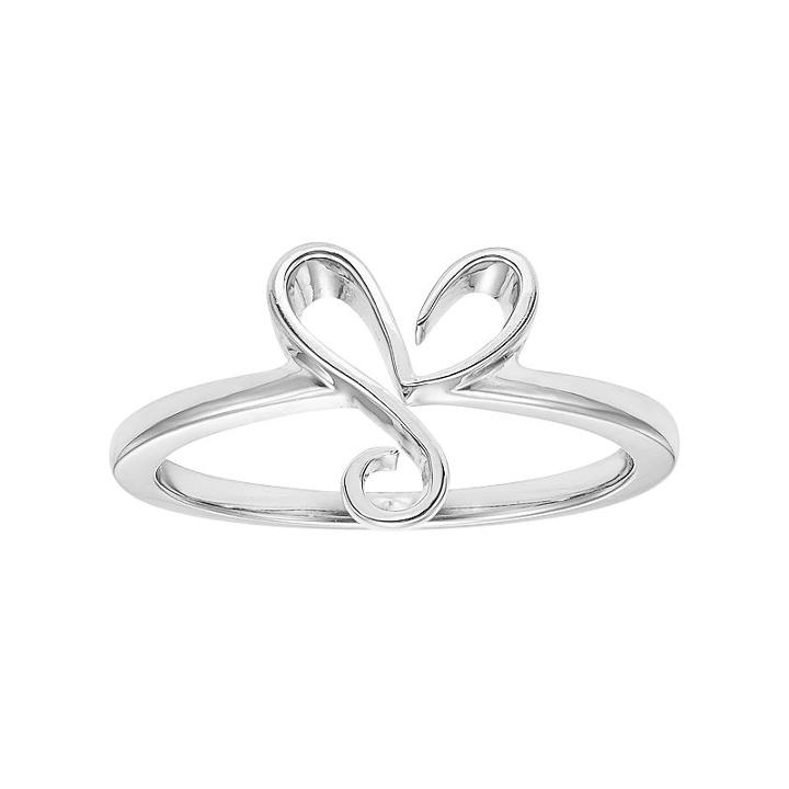 Sterling Silver Heart Ring, Women's, Size: 7, White