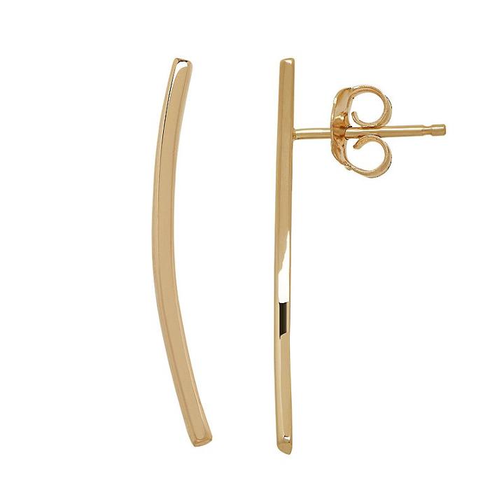 14k Gold Curved Bar Ear Climber Earrings, Women's, Yellow