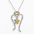 Miracles 14k Gold Over Silver And Sterling Silver Diamond Accent Butterfly Charm Angel Pendant, Women's, Grey