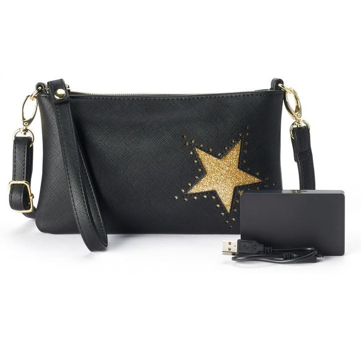 Perforated Phone Charging Crossbody Bag, Women's, Oxford