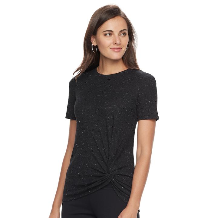 Women's Apt. 9&reg; Twist Hem Tee, Size: Medium, Black