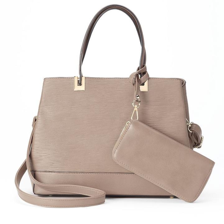 Deluxity Marjorie Satchel With Wallet, Women's, Grey