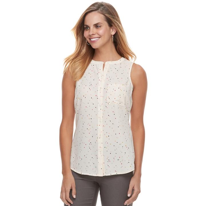 Women's Apt. 9&reg; Splitback Georgette Tank, Size: Medium, White