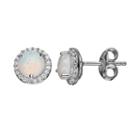 Lab-created Opal And Lab-created White Sapphire Sterling Silver Halo Stud Earrings, Women's