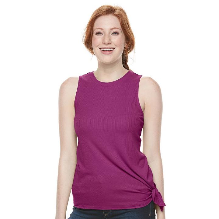 Juniors' So® Ribbed Muscle Tank, Girl's, Size: Small, Purple