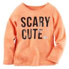 Girls 4-8 Carter's Scary Cute Glitter Graphic Long Sleeve Tee, Size: 6, Orange