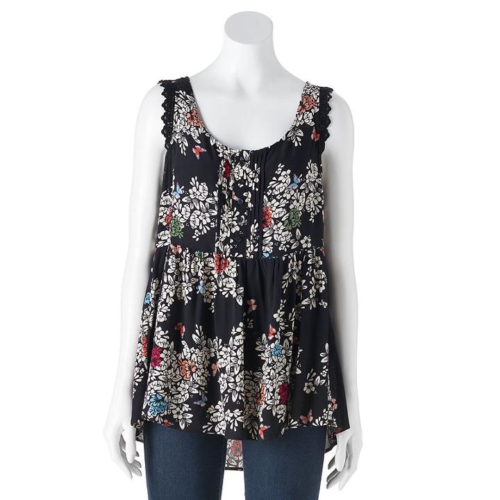 Women's Lc Lauren Conrad Lace-trim Babydoll Tank, Size: Xl, Oxford