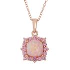 Lab-created Pink Opal & Lab-created Pink Sapphire 18k Rose Gold Over Silver Square Halo Pendant Necklace, Women's, Size: 18