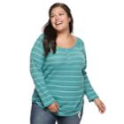 Juniors' Plus Size So&reg; Thermal Henley Top, Teens, Size: 1xl, Med Blue