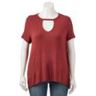 Juniors' Plus Size Mudd&reg; Choker Neck Tee, Teens, Size: 2xl, Brown