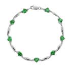 Sterling Silver Lab-created Emerald And Diamond Accent Heart Bracelet, Women's, Size: 7.5