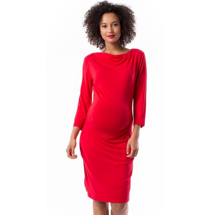 Maternity Pip & Vine By Rosie Pope Ruched Sheath Midi Dress, Women's, Size: Xl-mat, Brt Red