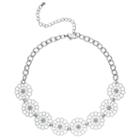 White Flower Link Choker Necklace, Women's, Natural