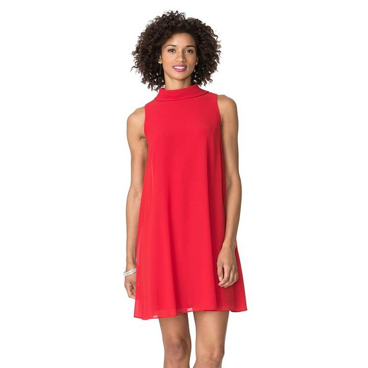 Women's Chaps Mockneck Shift Dress, Size: 4, Red
