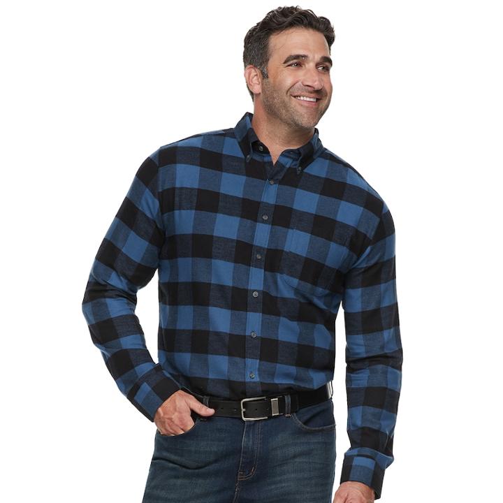 Big & Tall Croft & Barrow&reg; Regular-fit Flannel Woven Button-down Shirt, Men's, Size: Xxl Tall, Dark Blue