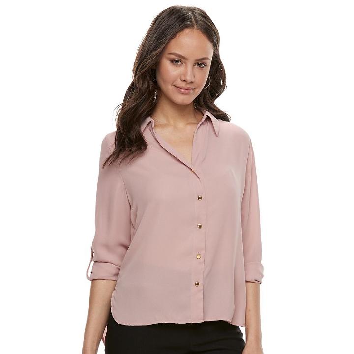 Juniors' Liberty Love Zipper-back Blouse, Teens, Size: Medium, Pink Other
