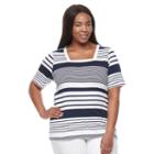 Plus Size Croft & Barrow&reg; Elbow Sleeve Tee, Women's, Size: 3xl, Blue