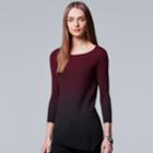 Women's Simply Vera Vera Wang Ombre Asymmetrical Crewneck Sweater, Size: Small, Dark Red