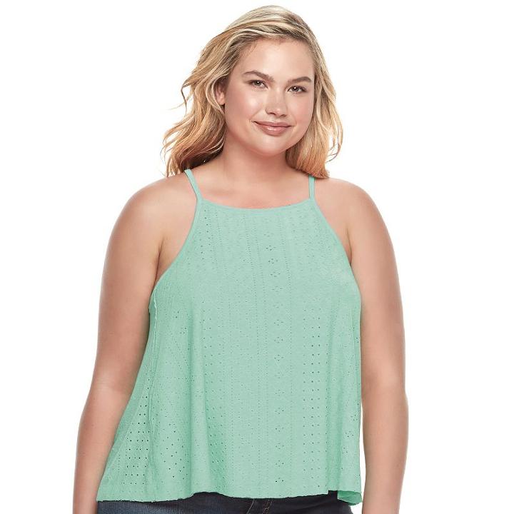 Juniors' Plus Size So&reg; Lace-up Back Halter Top, Girl's, Size: 1xl, Turquoise/blue (turq/aqua)