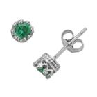 Junior Jewels Sterling Silver Lab-created Emerald Crown Stud Earrings - Kids, Girl's, Green