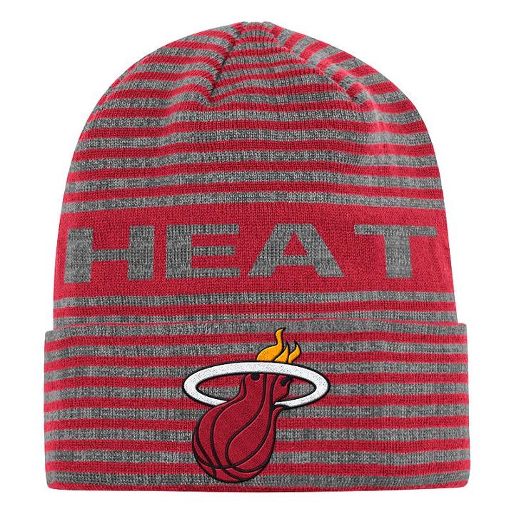 Adidas, Men's Miami Heat Striped Beanie, Multicolor