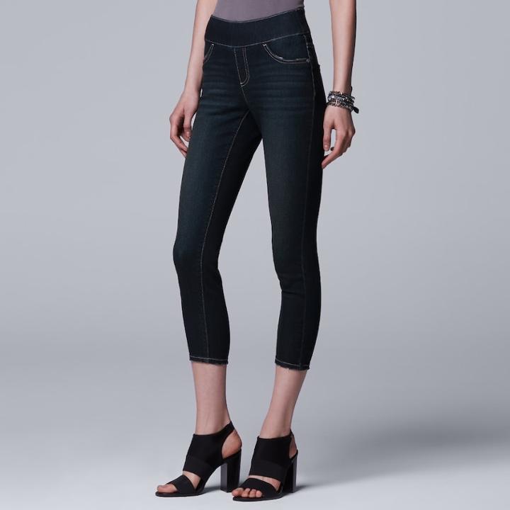 Women's Simply Vera Vera Wang Pull-on Capri Jeggings, Size: 6, Dark Blue