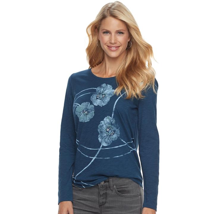 Women's Sonoma Goods For Life&trade; Essential Crewneck Tee, Size: Small, Blue