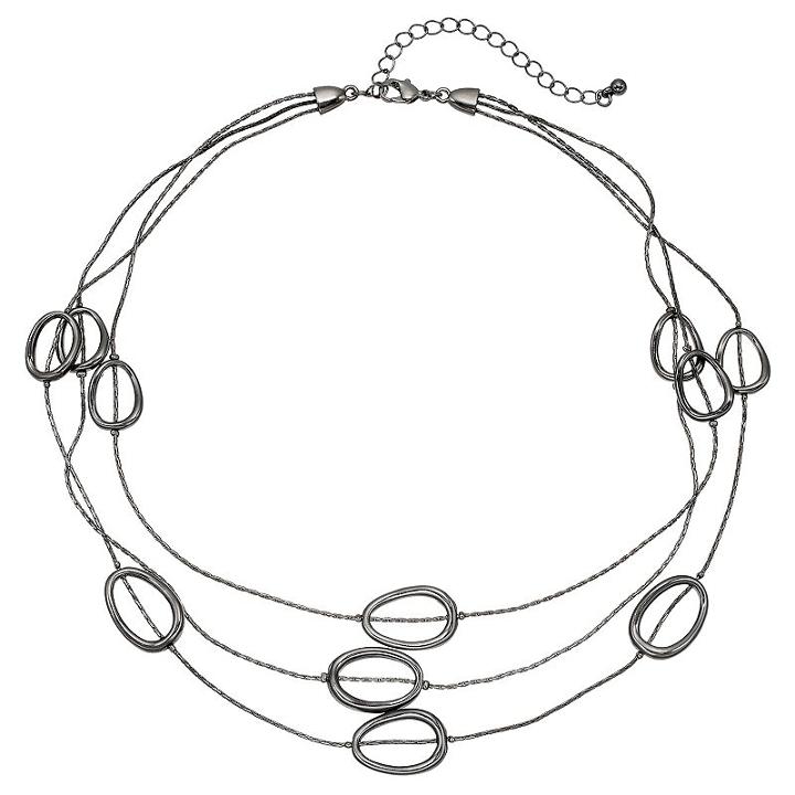 Oval Station Multi Strand Necklace, Women's, Ovrfl Oth