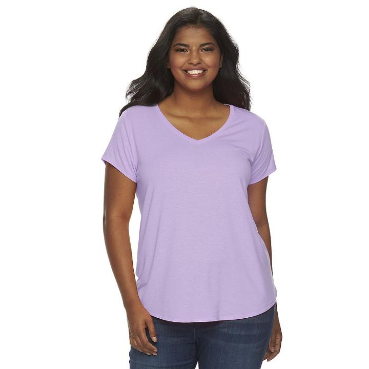 Juniors' Plus Size So&reg; Short Sleeve V-neck Tee, Girl's, Size: 2xl, Brt Purple