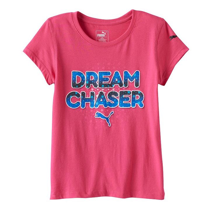 Girls 7-16 Puma Logo Sleeve Graphic Tee, Girl's, Size: Xl, Brt Pink