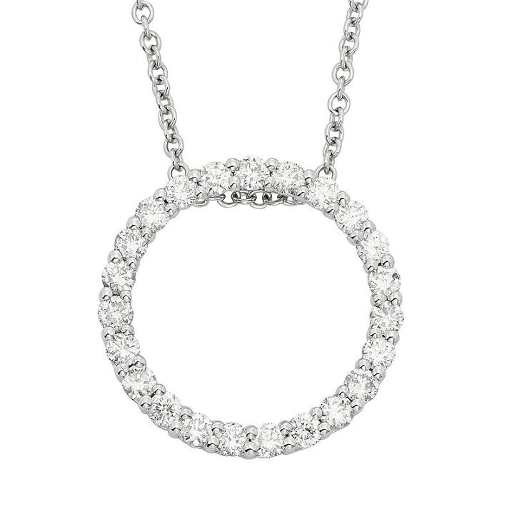 1/2 Carat T.w. Igl Certified Diamond 14k White Gold Circle Pendant Necklace, Women's, Size: 18