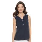 Women's Croft & Barrow&reg; Peasant Henley Tank, Size: Xxl, Blue