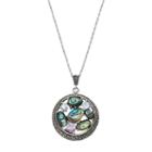 Tori Hill Sterling Silver Abalone & Cubic Zirconia Circle Pendant Necklace, Women's, Size: 18, Multicolor