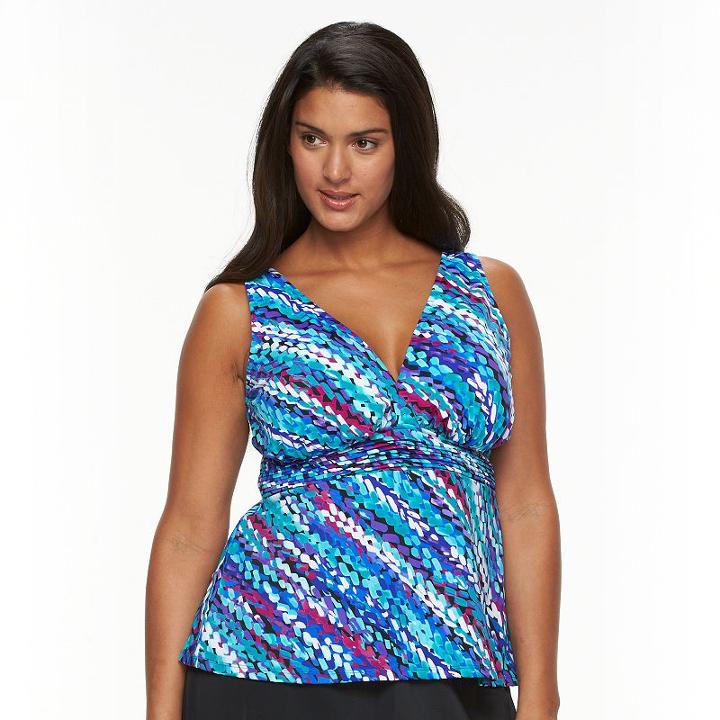Plus Size Trimshaper Tummy Slimmer Pintuck Tankini Top, Women's, Size: 16 W, Ovrfl Oth