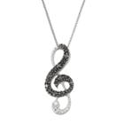 Sterling Silver 1/10 Carat T.w. Black & White Diamond Treble Clef Pendant, Women's, Size: 18