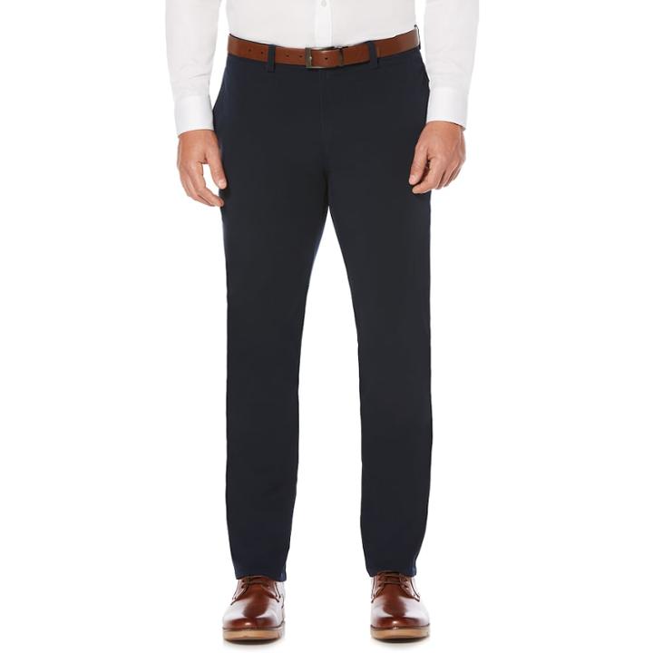 Men's Savane Complete Comfort Modern-fit Flat-front Khaki Pants, Size: 34x32, Dark Blue
