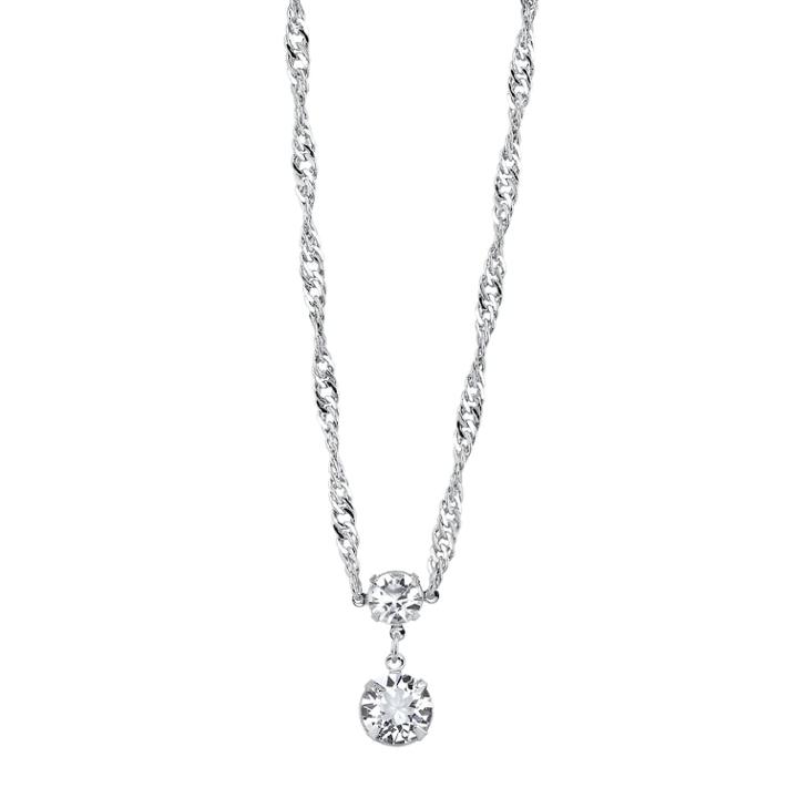 1928 Crystal Silver-tone Double Drop Necklace, Women's, Size: 16, Grey