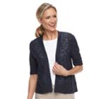 Women's Croft & Barrow&reg; Textured Crop Cardigan Sweater, Size: Xxl, Blue