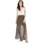Juniors' Iz Byer California Crochet High Neck Maxi Dress, Teens, Size: Medium, Dark Green