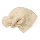 Women's Sijjl Wool Cable-knit Slouchy Pom-pom Beanie, White Oth