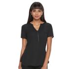 Petite Apt. 9&reg; Half-zip Mixed-media Top, Women's, Size: S Petite, Black