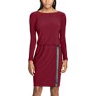 Women's Chaps Faux-leather Trim Jersey Dress, Size: Xs, Red