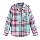Girls 4-10 Jumping Beans&reg; Long Sleeve Sparkle Button-front Shirt, Size: 7, Turquoise/blue (turq/aqua)