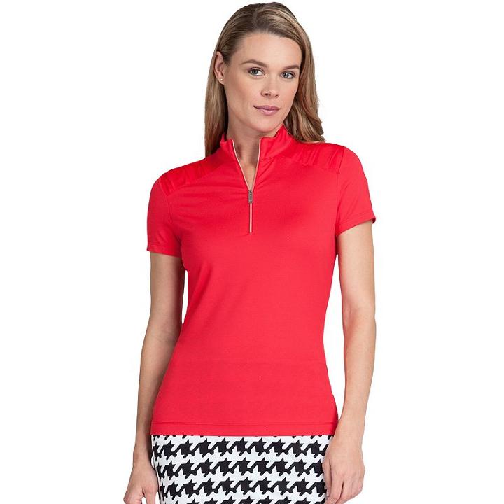 Women's Tail Laura Quarter-zip Solid Knit Golf Top, Size: Xl, Brt Red