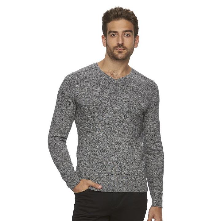 Men's Marc Anthony Slim-fit Solid Cashmere-blend V-neck Sweater, Size: Medium, Med Grey