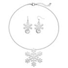Snowflake Pendant Necklace & Drop Earring Set, Women's, Multicolor