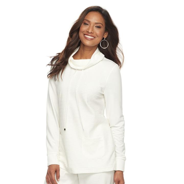 Women's Croft & Barrow&reg; Funnel Neck Tunic Sweatshirt, Size: Xl, White