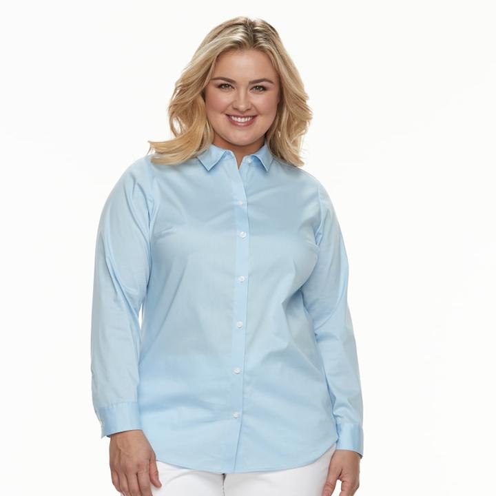 Plus Size Croft & Barrow&reg; Button Front Top, Women's, Size: 3xl, Light Blue