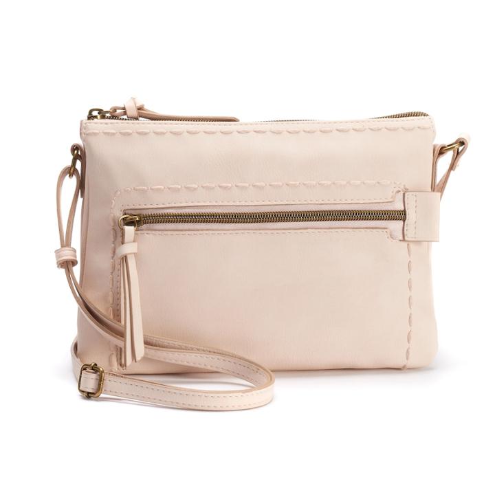 T-shirt & Jeans Top Zip Crossbody Bag, Women's, Light Pink